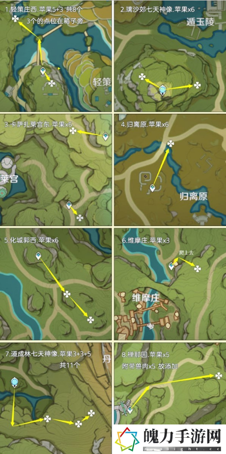 原神3.6版本苹果高效采集路线怎么走